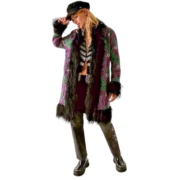 NEW Anna Sui x Free People Jacquard Faux Fur Jacket NWT - Picture 16 of 16